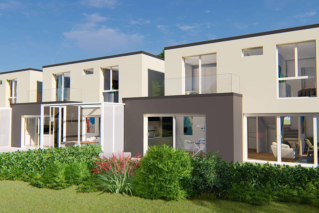 Construction de 3 villas contiguës avec véranda à Plan-les-Ouates