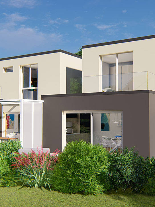 Construction de 3 villas contiguës avec véranda à Plan-les-Ouates