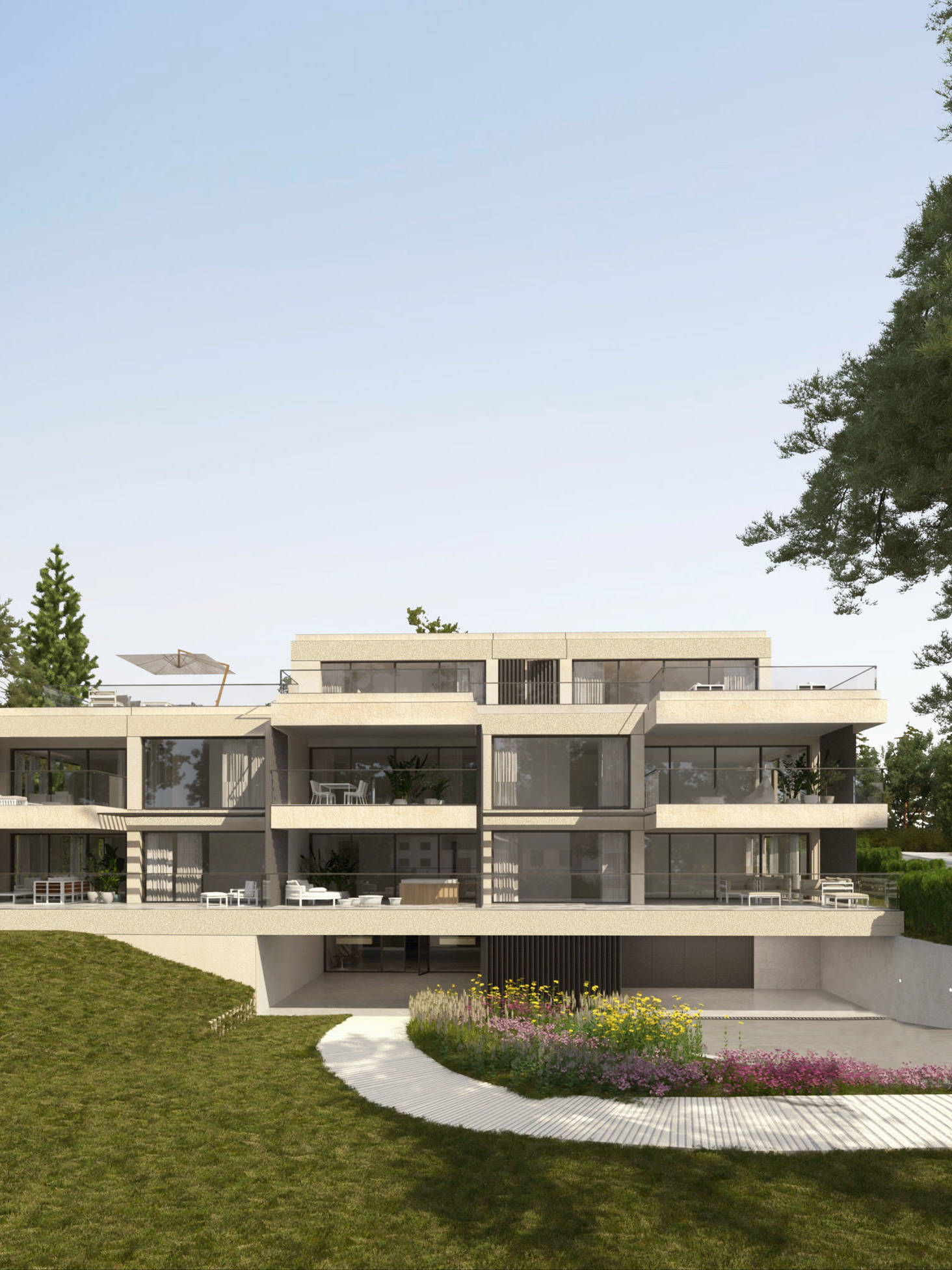 Construction d’un habitat groupé de 8 appartements THPE à Corsier.