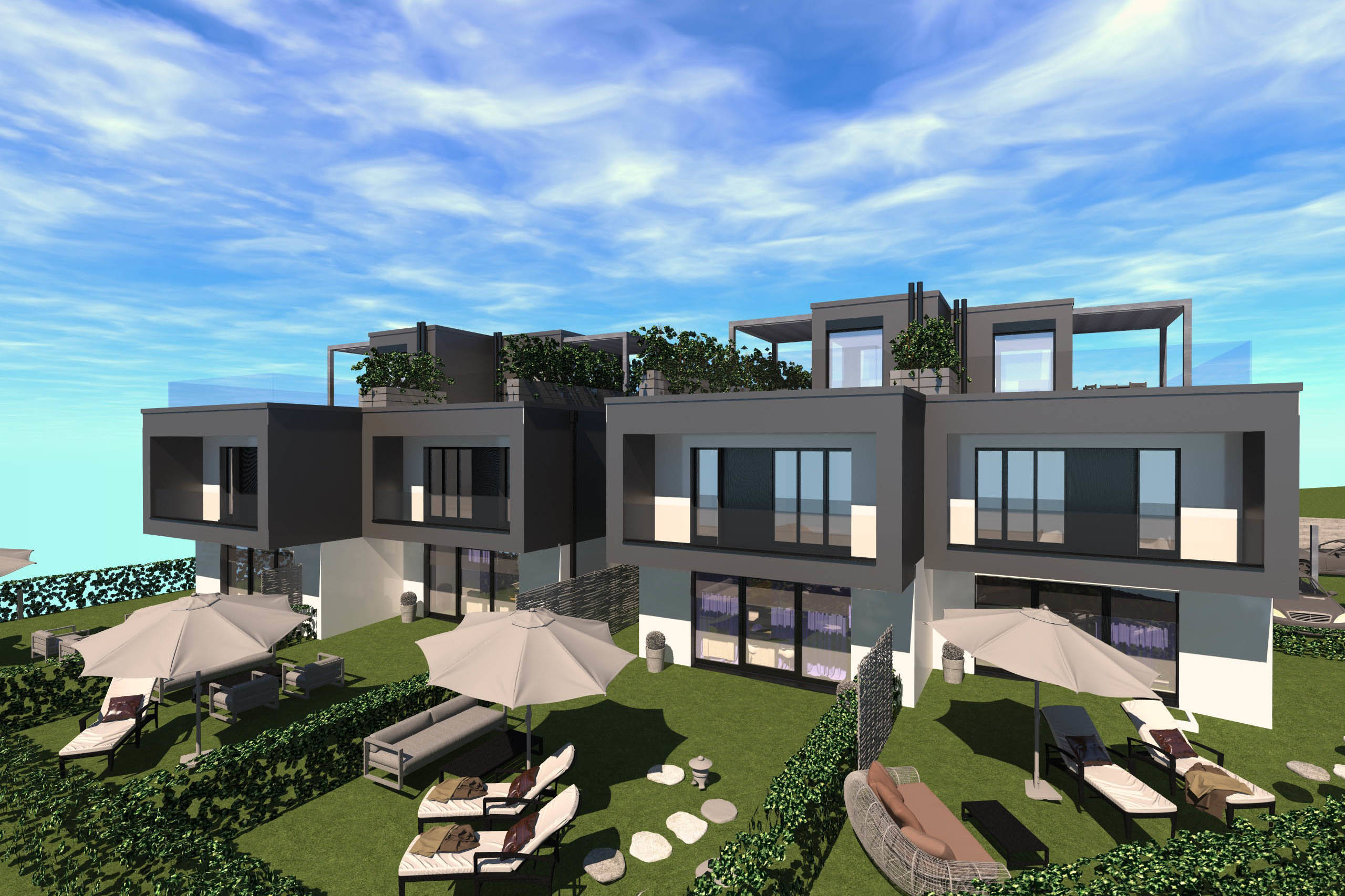 Construction of 4 adjoining villas, in Vandoeuvres 