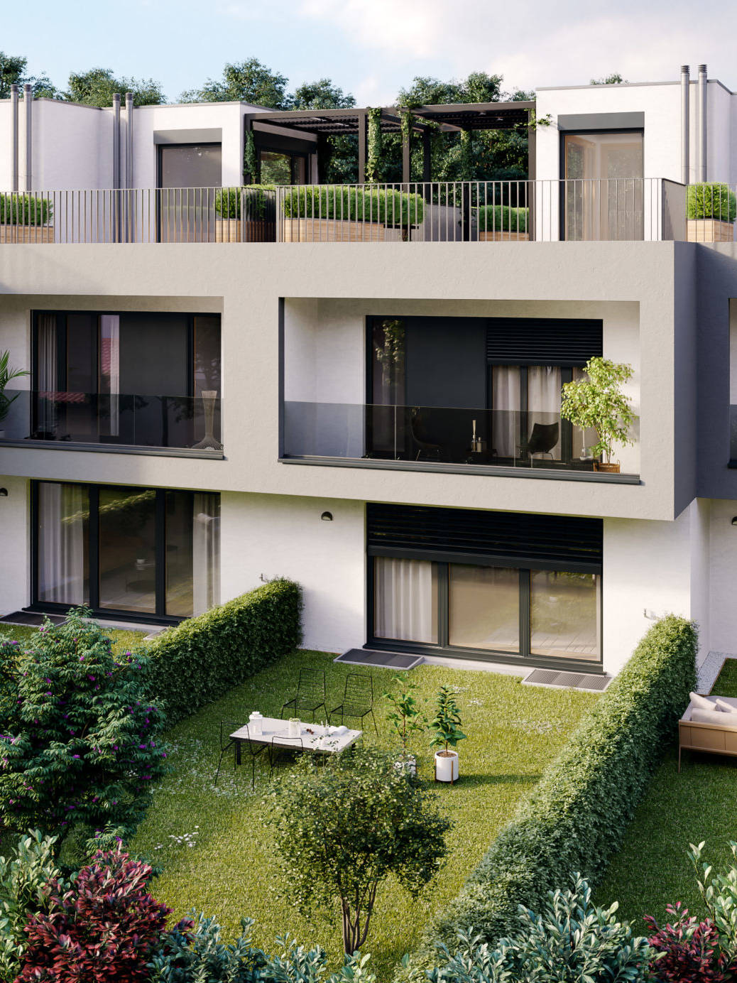 Construction de 4 villas mitoyennes HPE à Vandoeuvres.