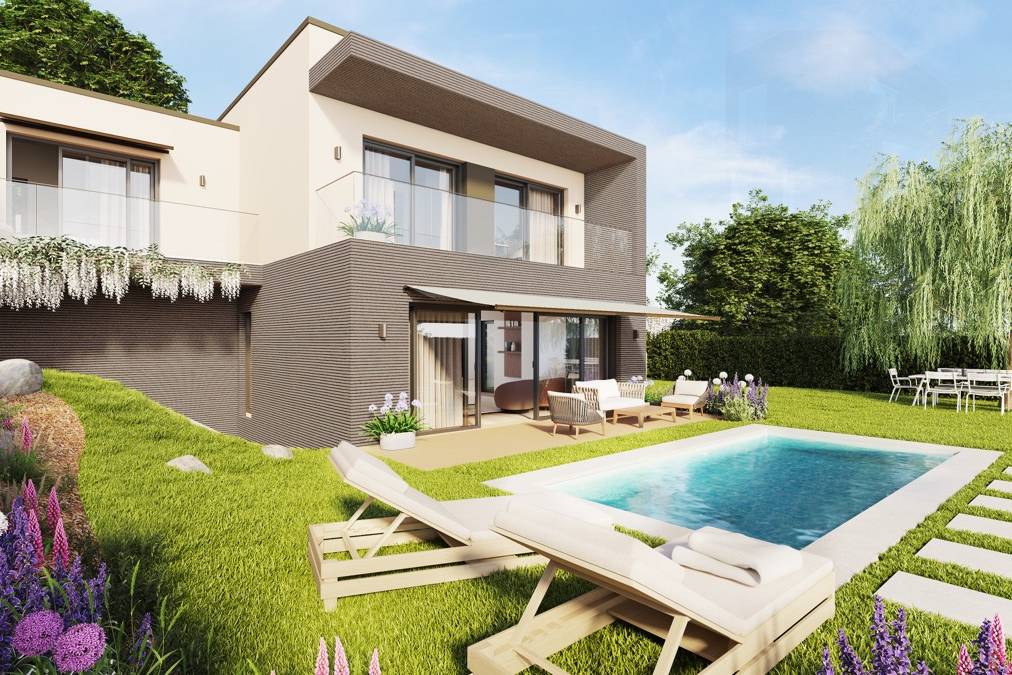 Construction de 3 villas HPE jumelées par les garages à Vandœuvres.